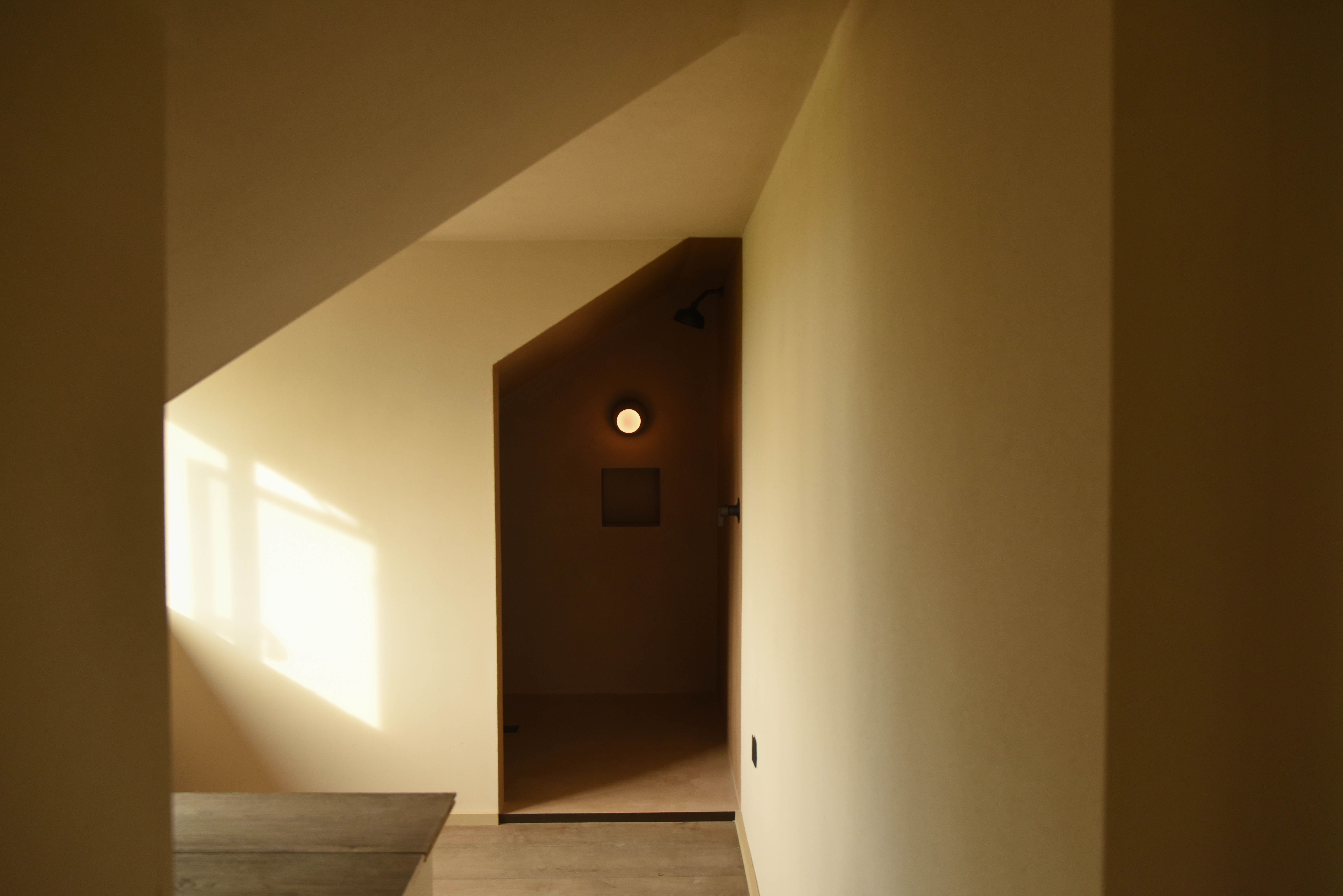 First-floor ensuite, low evening light
